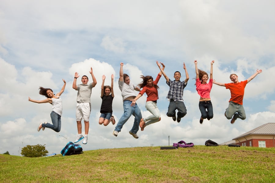 Teen Friends jumping